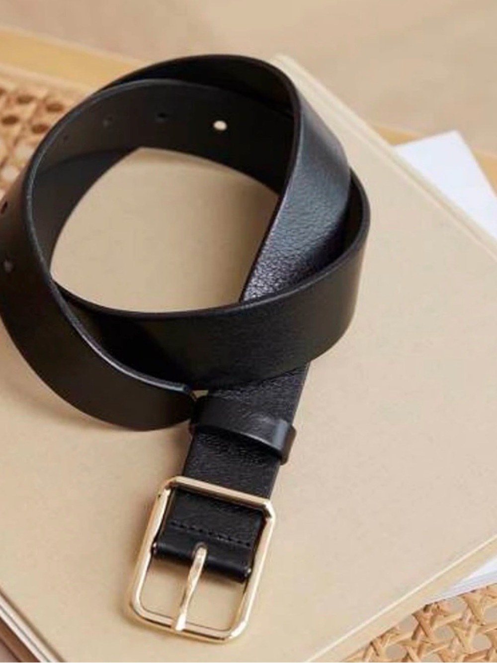 RW&Co belt black Italian leather womens Large